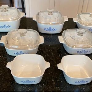 Pyrex blue cornflower corningware dish set